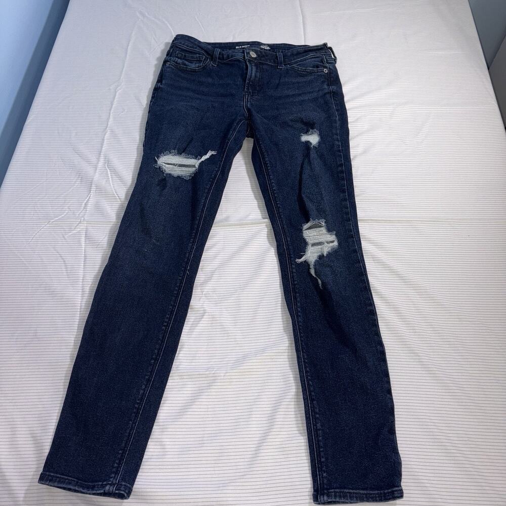 Old Navy Women's 6 Tall High-Waist Distressed Rockstar Super Skinny Ankle Jeans